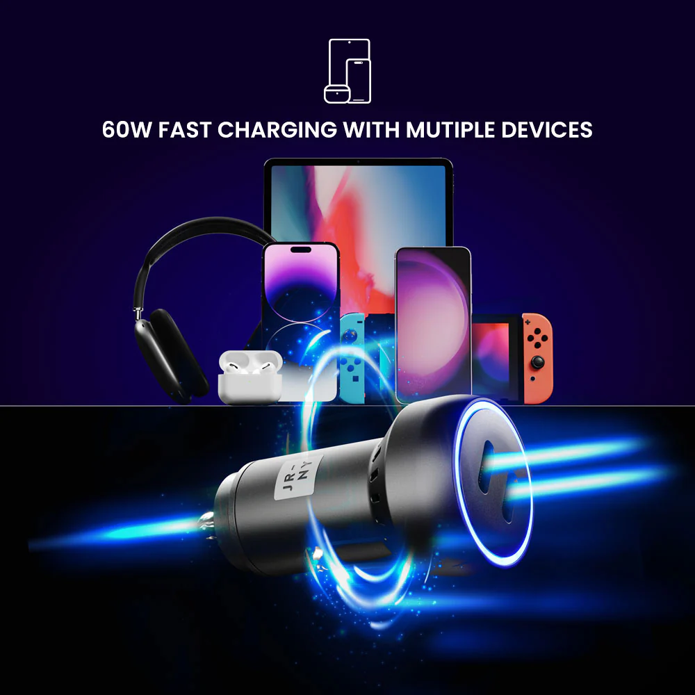 PULSE 60 2-Port USB-C Car Charger - 60W - Image 5